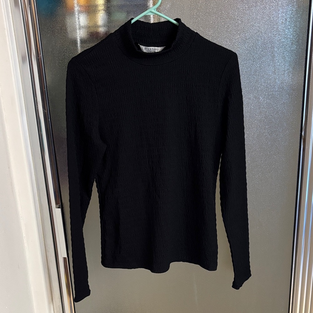Black Long-Sleeve Mock Neck Top